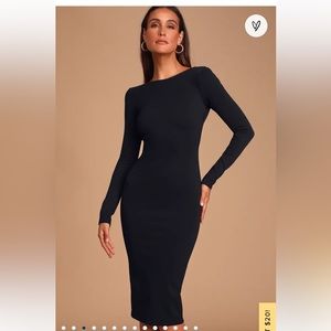 LULU Black Long sleeve MIDI Dress